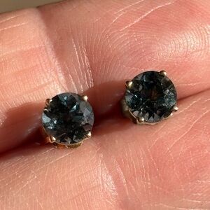 14k YG London Blue Topaz Round Stud Earrings - NFS